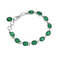 Tiramisu - 925 Sterling Silver Green Onyx Link & Chain Bracelet
