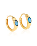 Tiramisu - 14K Gold Plated Over Silver London Blue Topaz Hoop Earring