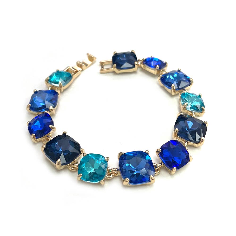 StarryNYC - Cushion Cut Glass Crystal Linked Station Bracelet
