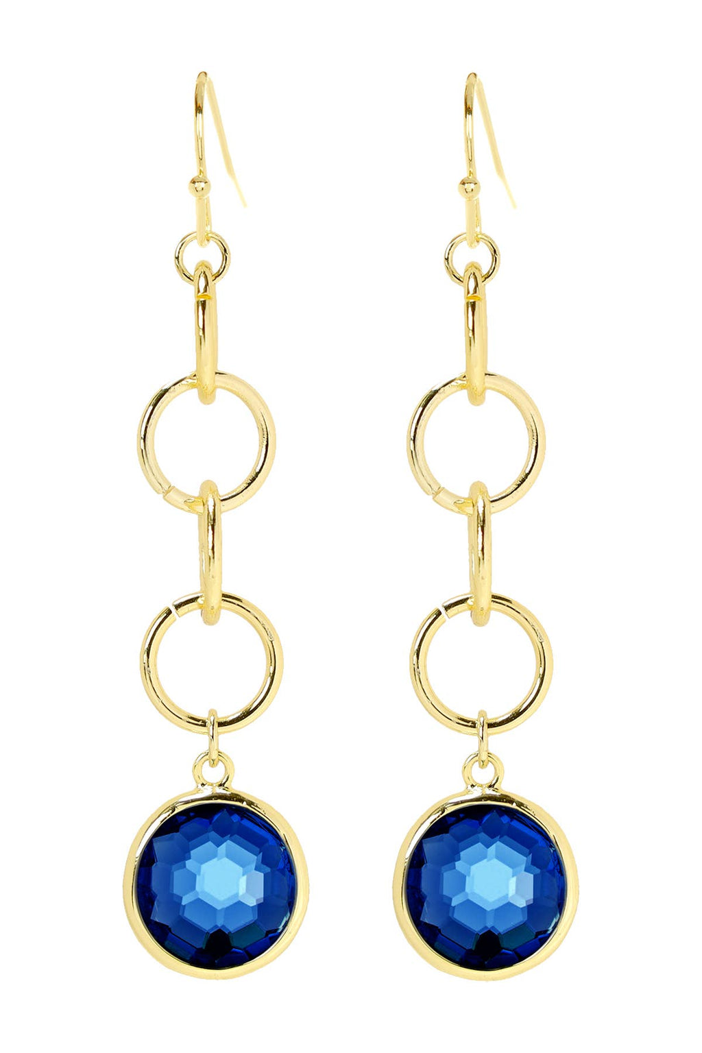 Zoey Simmons - London Blue Crystal & Interlocking Circle Drop Earrings - GF