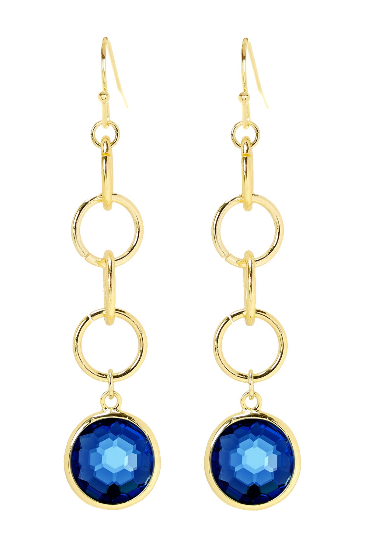 Zoey Simmons - London Blue Crystal & Interlocking Circle Drop Earrings - GF