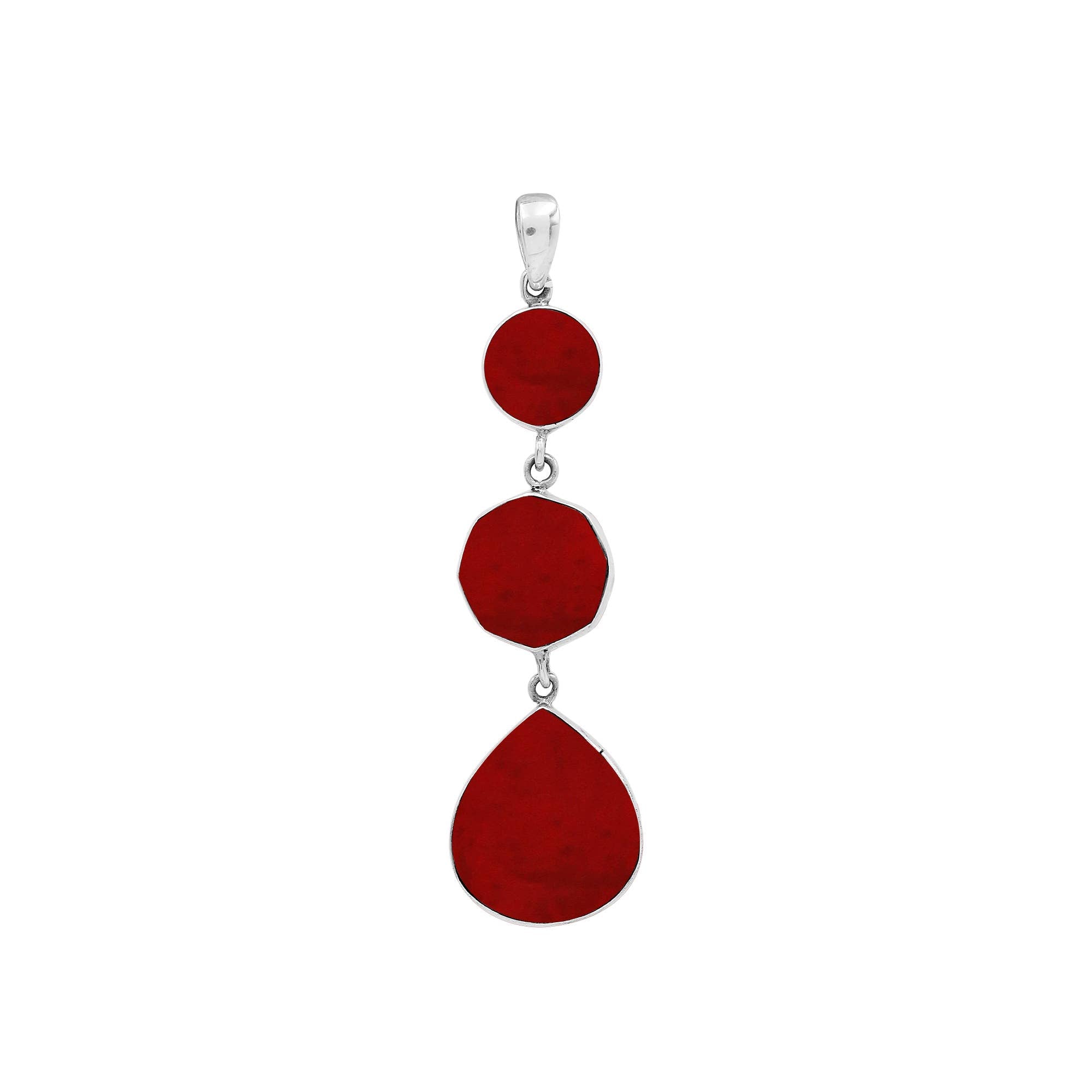 Bali Designs - AP-6248-CR Sterling Silver Pendant With Coral
