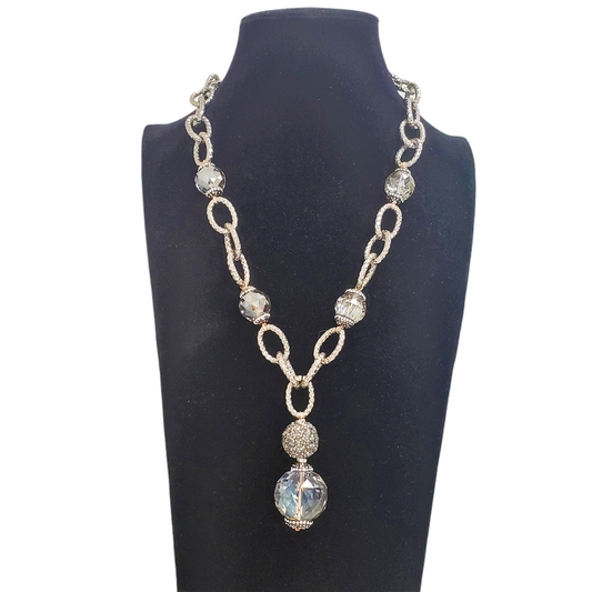 Gardenia Jewelry Ltd. - Handmade Gunmetal Silver Chain & Smokey Crystal Necklace