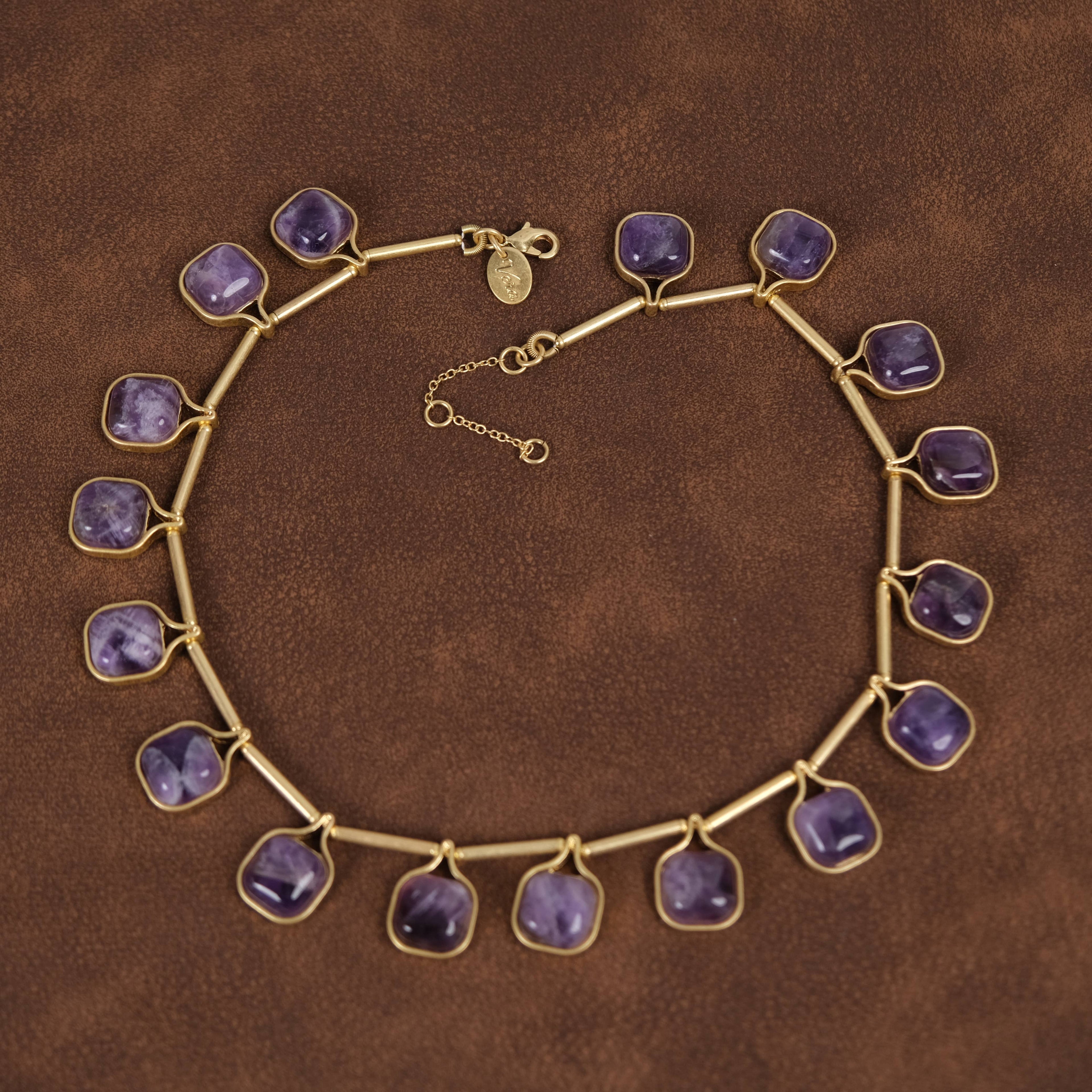 GirlyPirateCo - Vintage 18K Gold-Plated Amethyst Crystal Choker Necklace