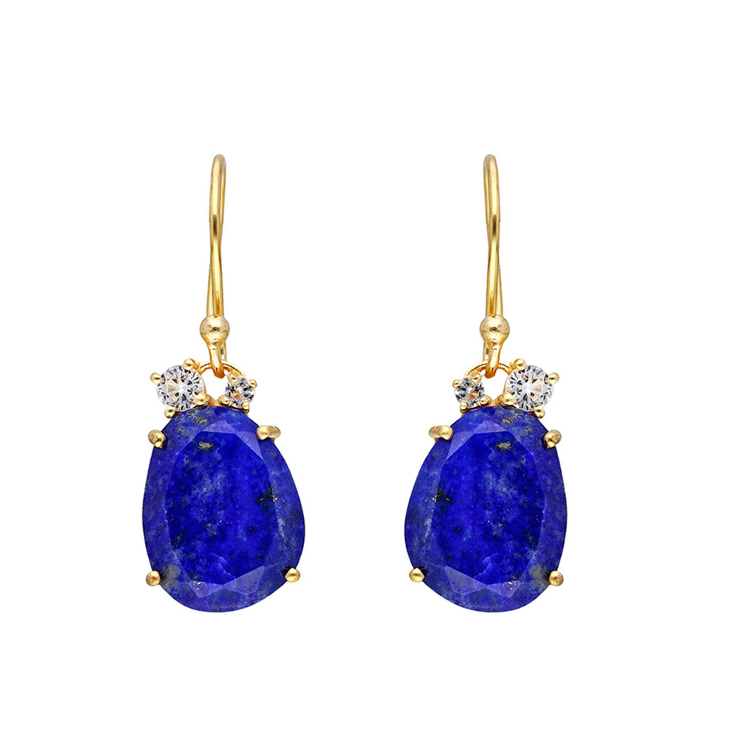 Tiramisu - 14K Gold Plated Silver Lapis
White Topaz Drop Earrings
