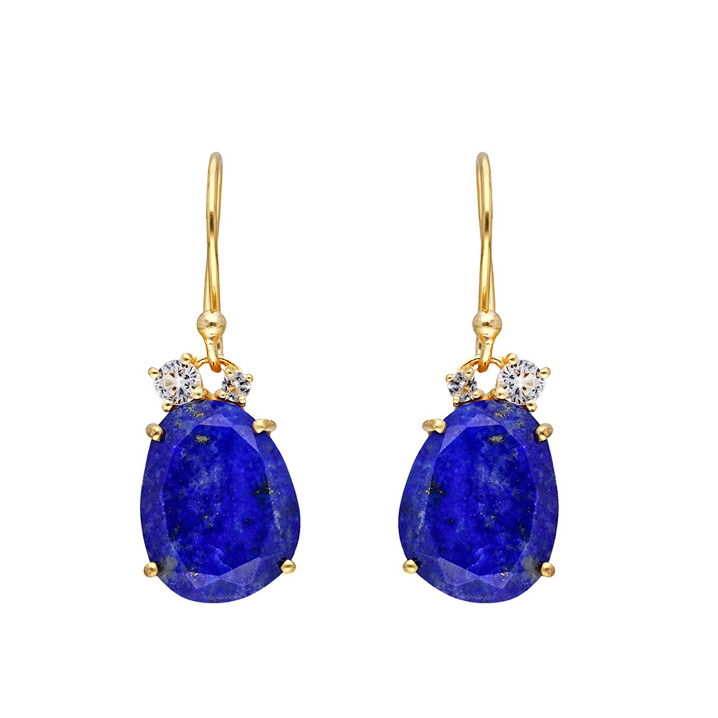 Tiramisu - 14K Gold Plated Silver Lapis
White Topaz Drop Earrings