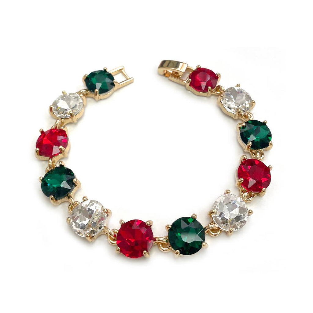 StarryNYC - Round Cushion Cut Crystal Glass Linked Bracelet