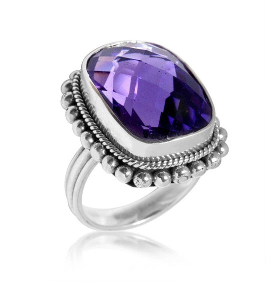 Bali Designs - AR-6062-AM-7" Sterling Silver Ring With Gemstone