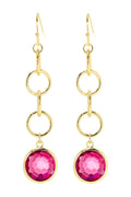 Zoey Simmons - Raspberry Crystal & Interlocking Circle Drop Earrings - GF