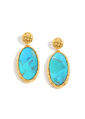 Tiramisu - Gold Plated Hammered Blue Mohave Turquoise Stud Earrings