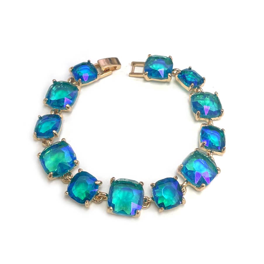 StarryNYC - Cushion Cut Glass Crystal Linked Station Bracelet