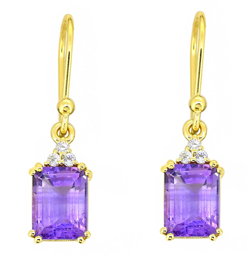 Tiramisu - 14K Gold Plated Silver Amethyst Gemstone Dangle Earring