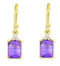 Tiramisu - 14K Gold Plated Silver Amethyst Gemstone Dangle Earring