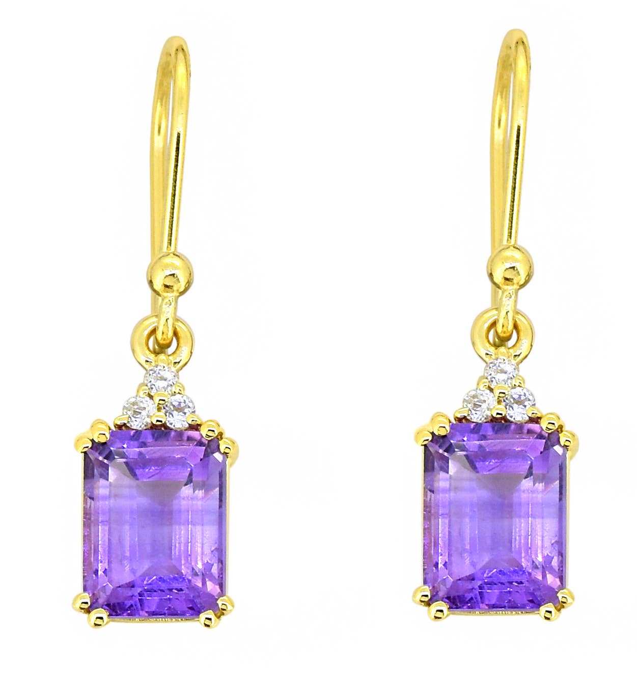 Tiramisu - 14K Gold Plated Silver Amethyst Gemstone Dangle Earring