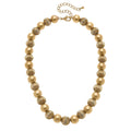 Canvas Style - Maren Ribbed Metal Ball Bead Necklace in Worn Gold