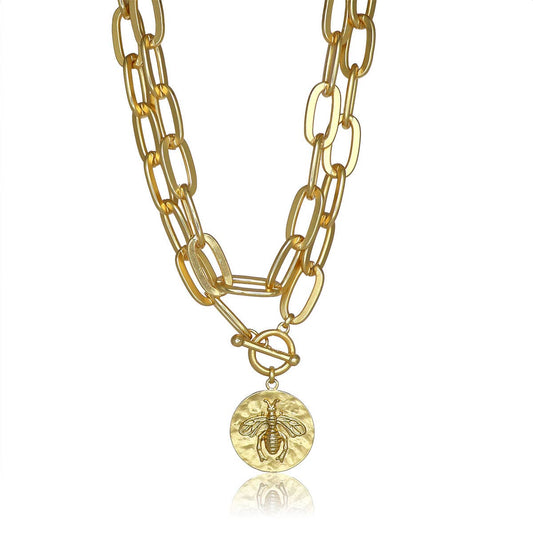 KARINE SULTAN - Elongated Link Chain & Bee Pendant Necklace