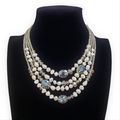 Gardenia Jewelry Ltd. - Handmade Multi Strand Champagne Crystal & Pearl Necklace