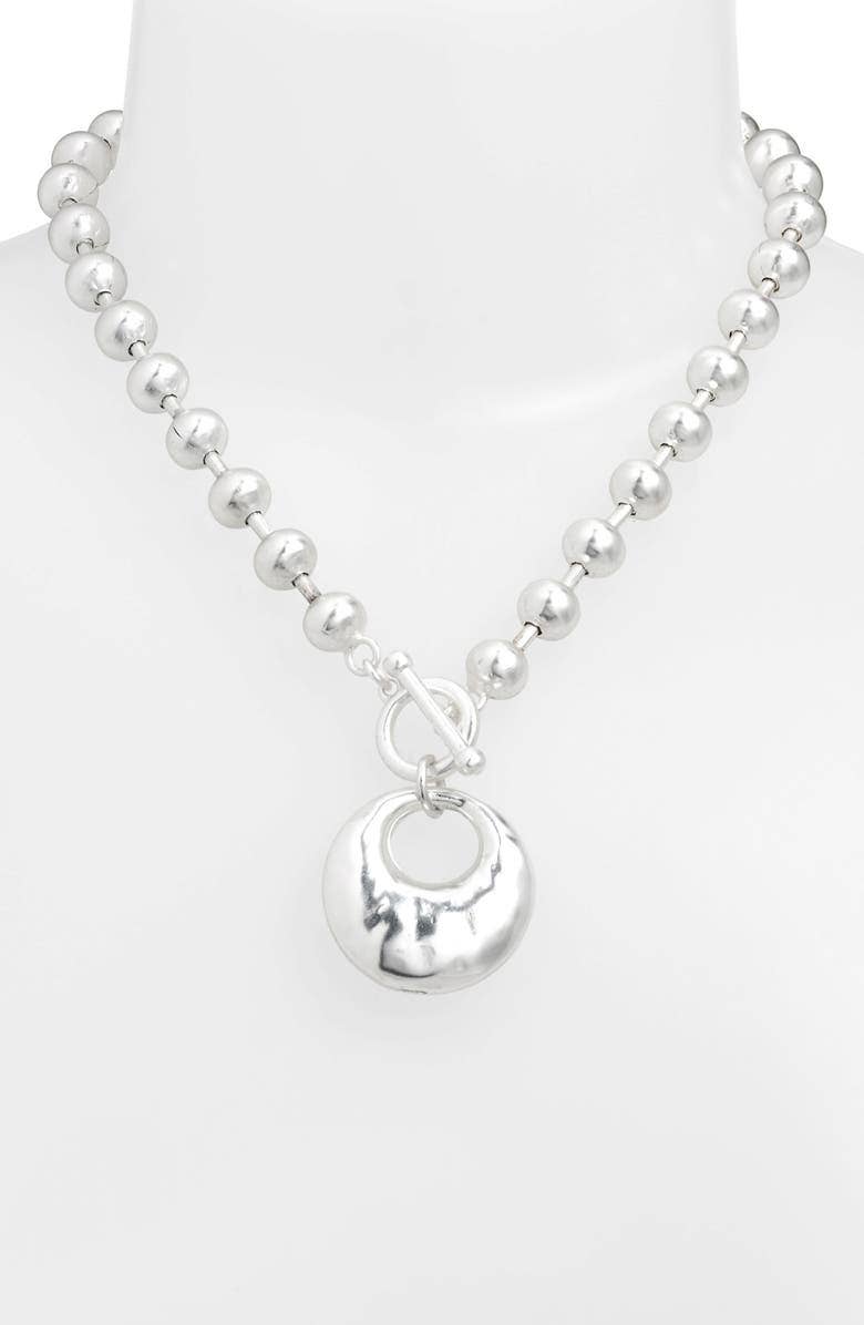 KARINE SULTAN - Ball Chain & Cut Out Pendant Necklace