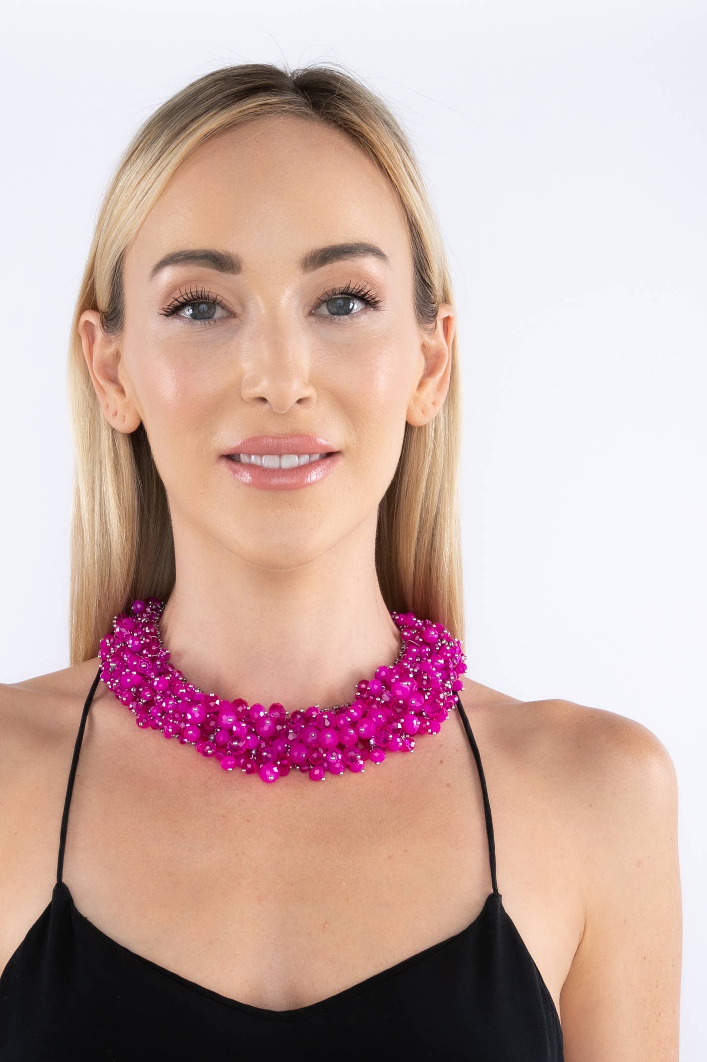 Eye Candy Los Angeles - Harper Hot Pink Collar Statement Necklace