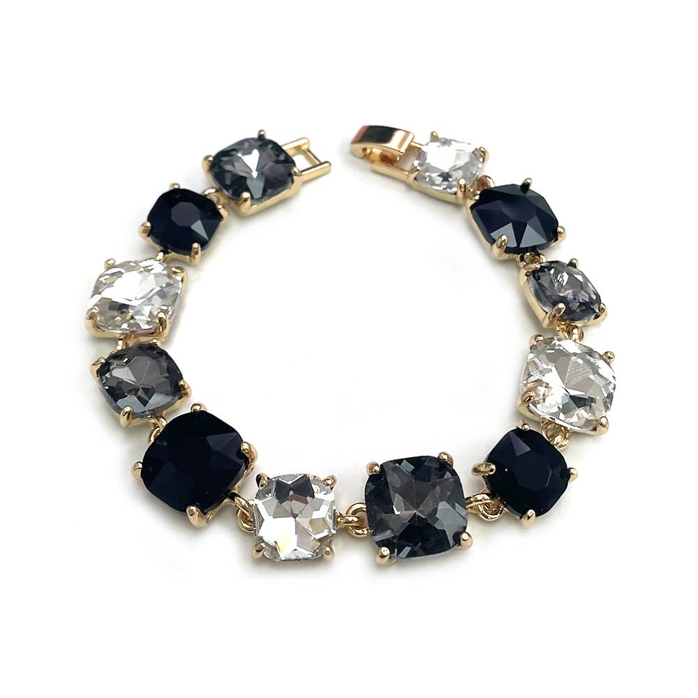 StarryNYC - Cushion Cut Glass Crystal Linked Station Bracelet