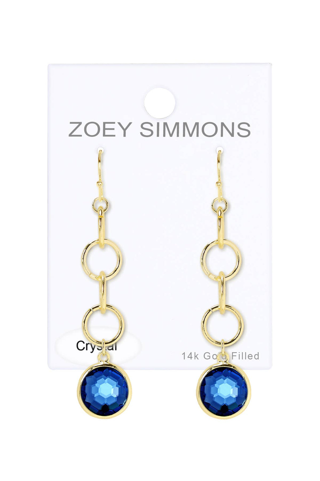 Zoey Simmons - London Blue Crystal & Interlocking Circle Drop Earrings - GF