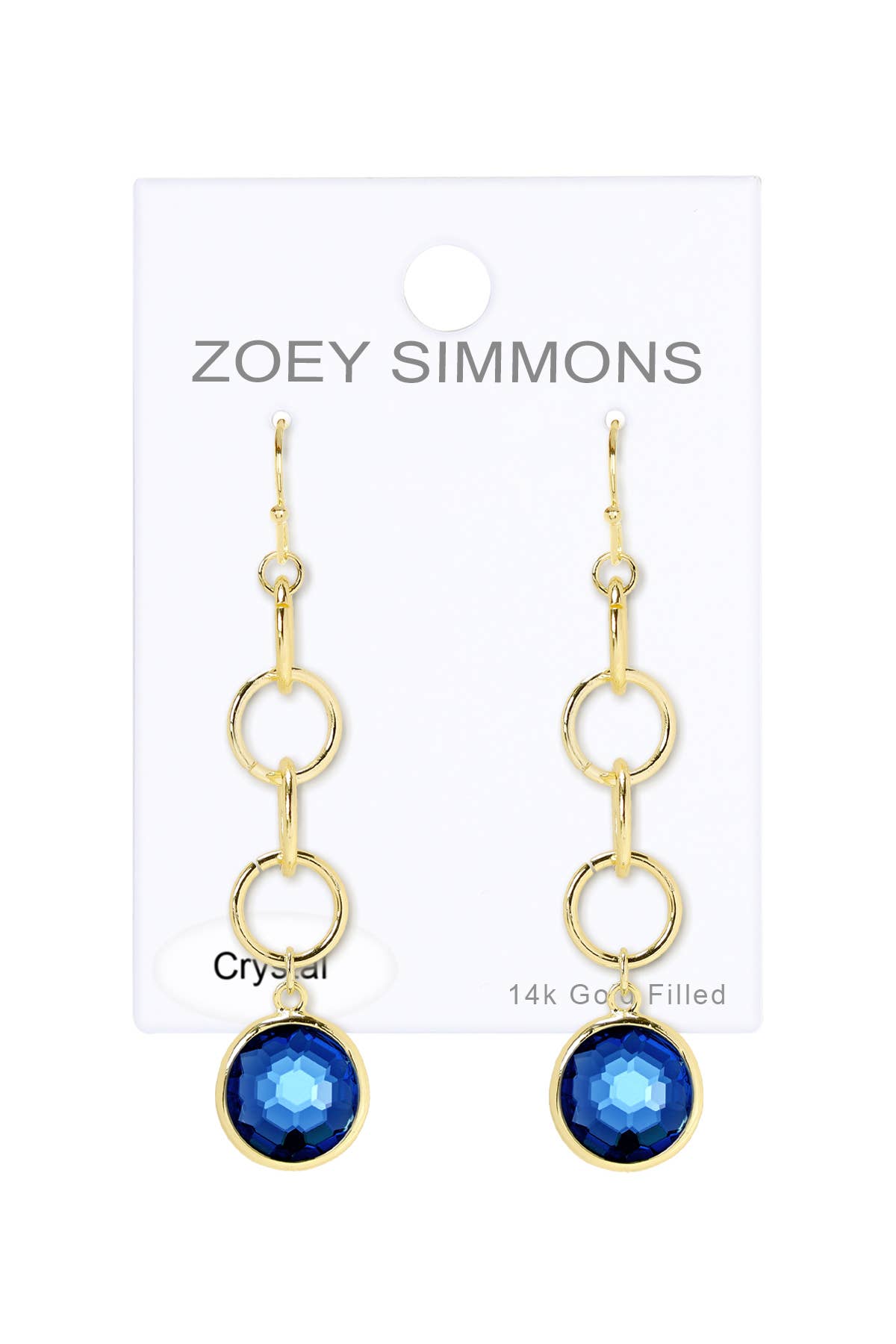 Zoey Simmons - London Blue Crystal & Interlocking Circle Drop Earrings - GF