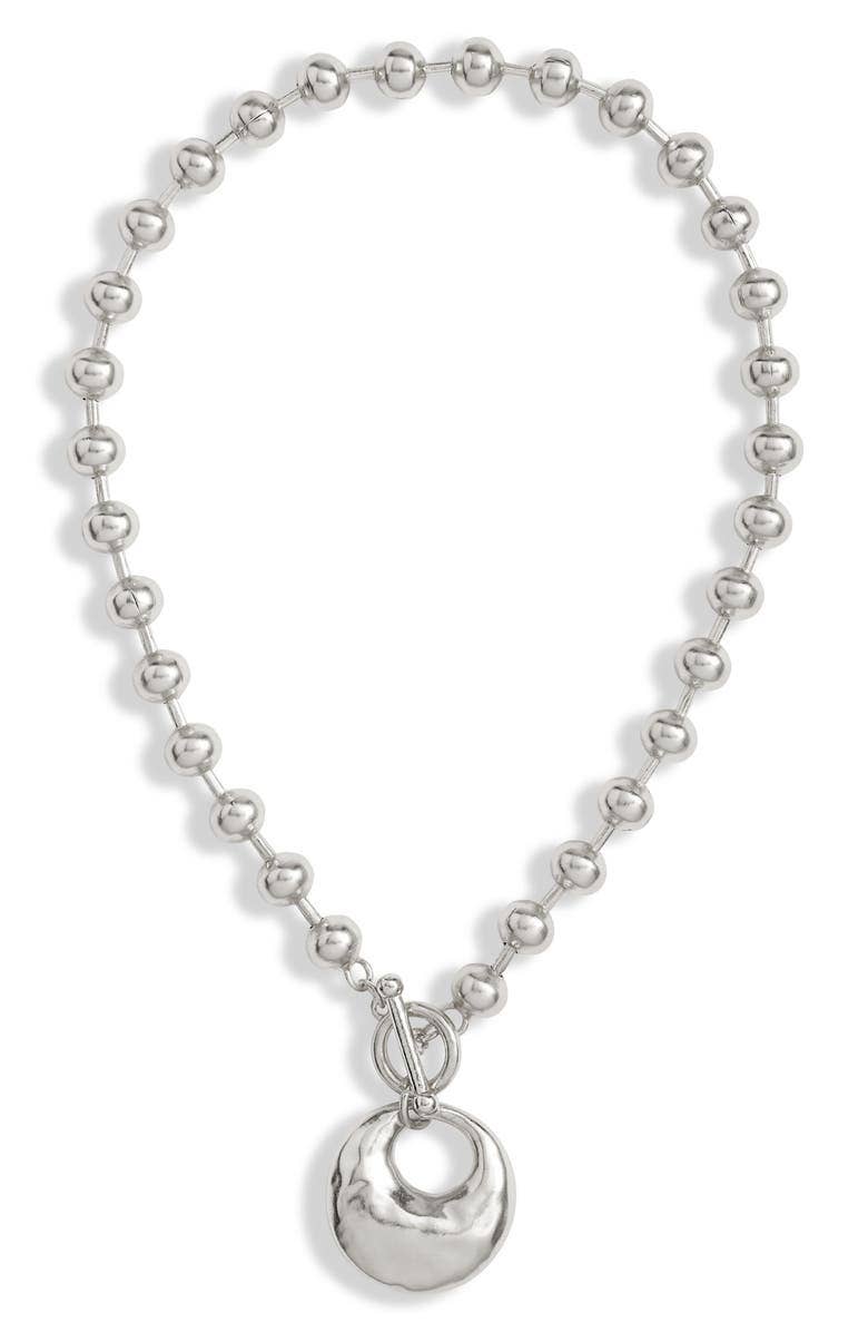 KARINE SULTAN - Ball Chain & Cut Out Pendant Necklace