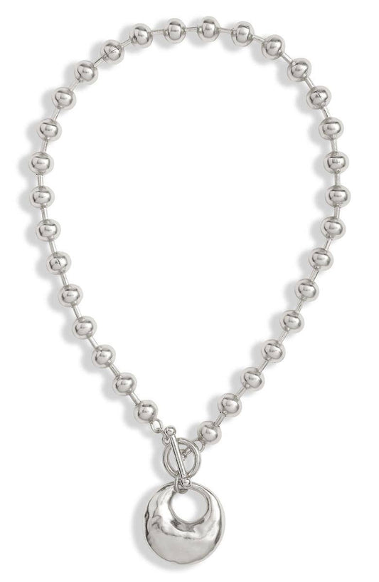 KARINE SULTAN - Ball Chain & Cut Out Pendant Necklace