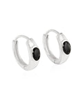 Tiramisu - 925 Sterling Silver Black Onyx  Gemstone Hoop Earring