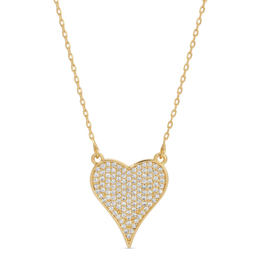 Splendid Iris - Pave Heart Necklace