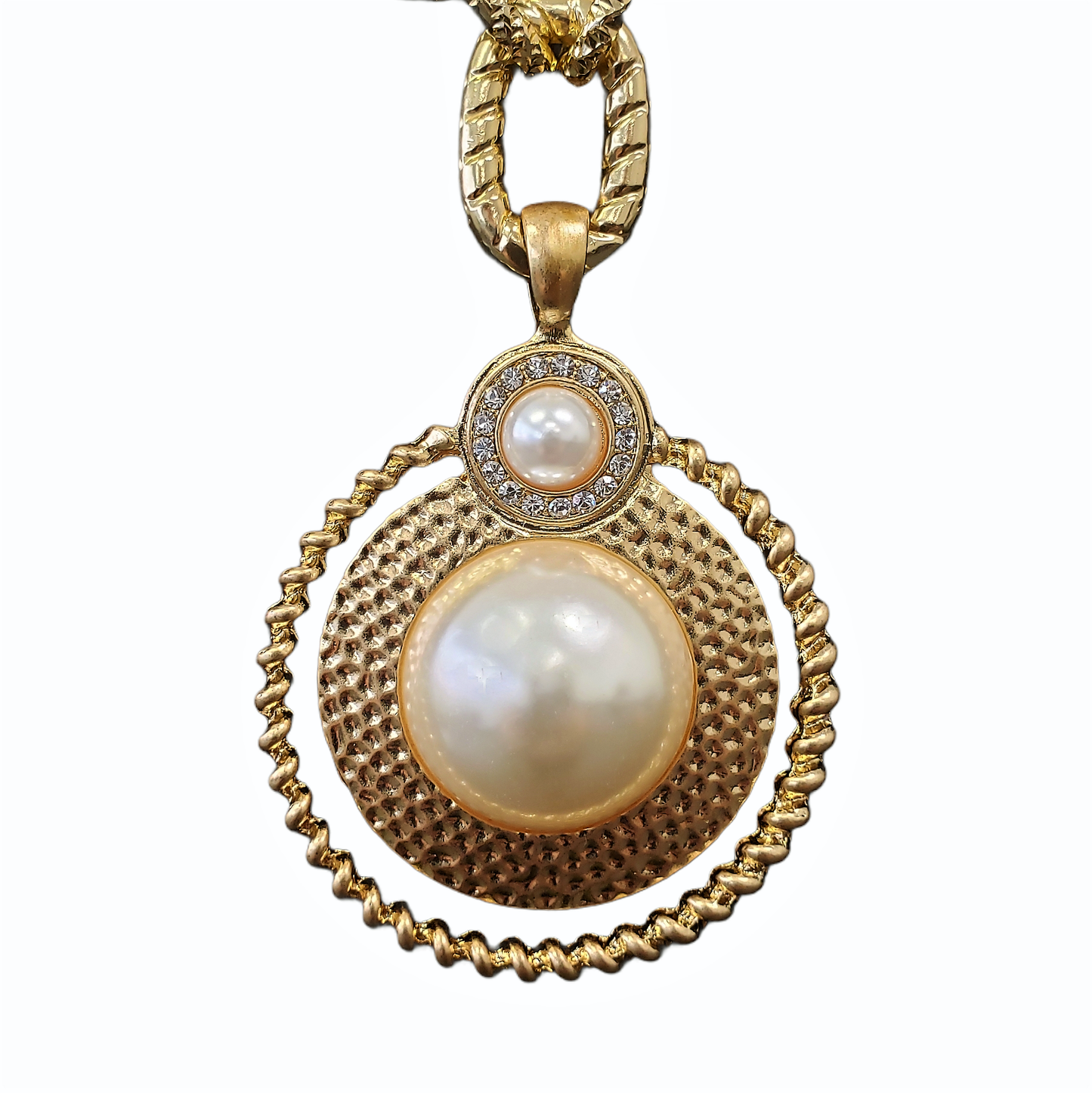 Gardenia Jewelry Ltd. - Handmade Gold Link Chain Hammered Medallion Pendant Necklace