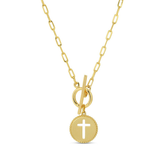 Splendid Iris - Cross Paperclip Toggle Necklace
