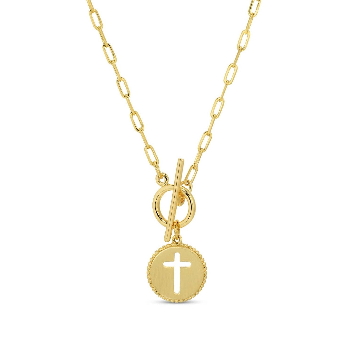 Splendid Iris - Cross Paperclip Toggle Necklace