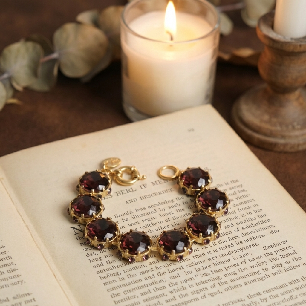 GirlyPirateCo - Vintage 18K Gold Plated Crystal Bracelet Mother's Day Gift