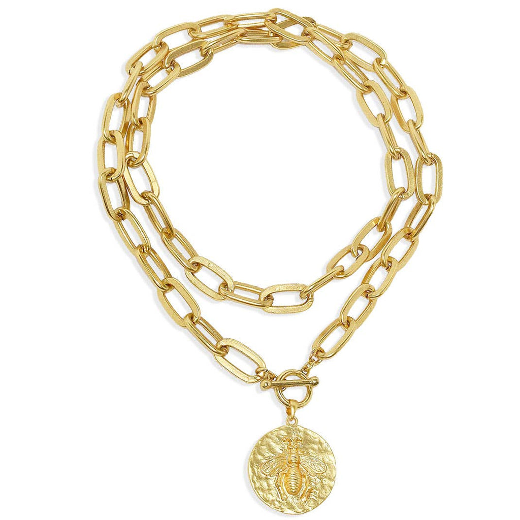 KARINE SULTAN - Elongated Link Chain & Bee Pendant Necklace