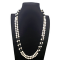 Gardenia Jewelry Ltd. - Handmade Black & White Mother of Pearl 60" Strand Necklace