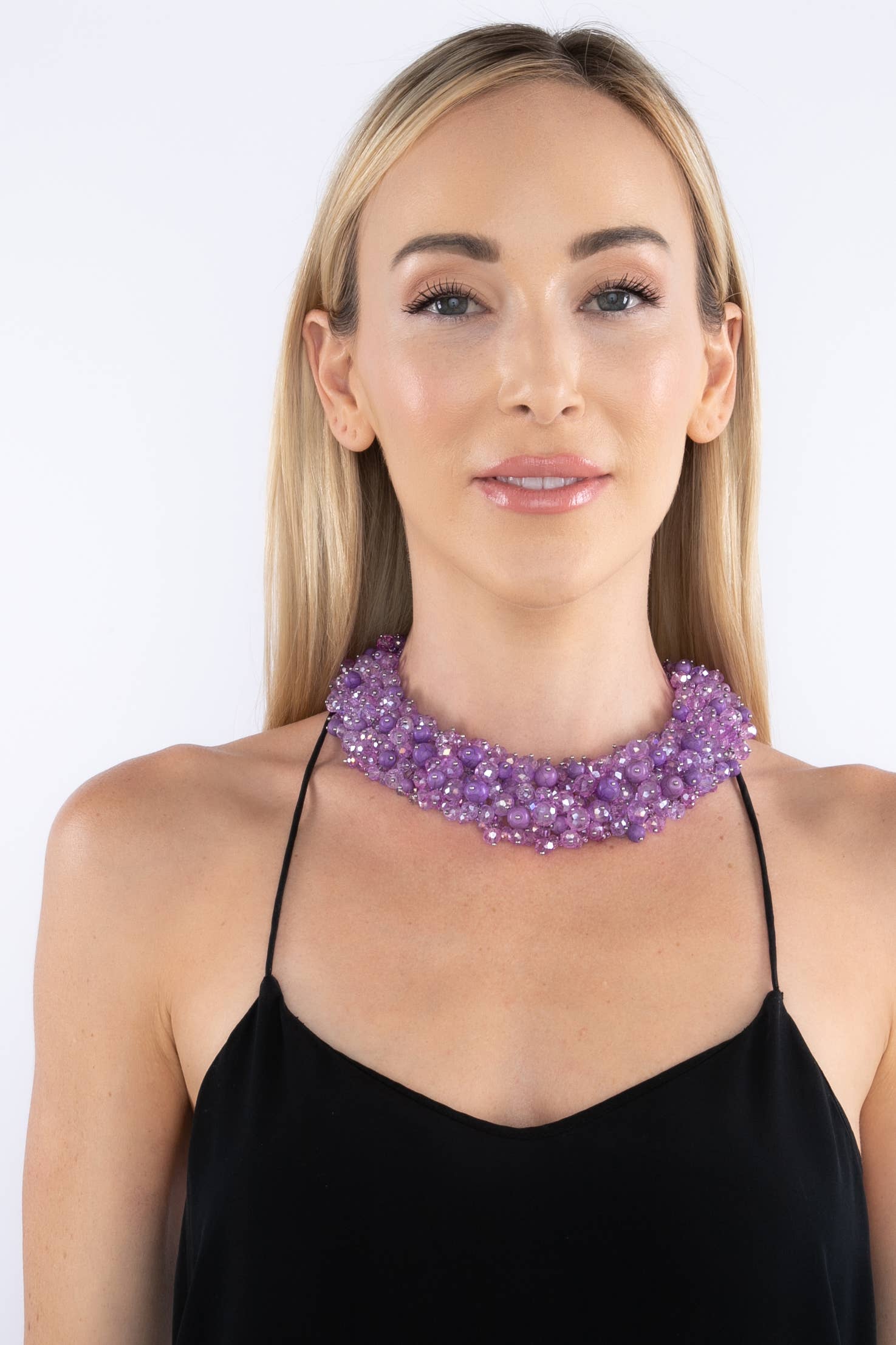 Eye Candy Los Angeles - Harper Lavender Collar Statement Necklace