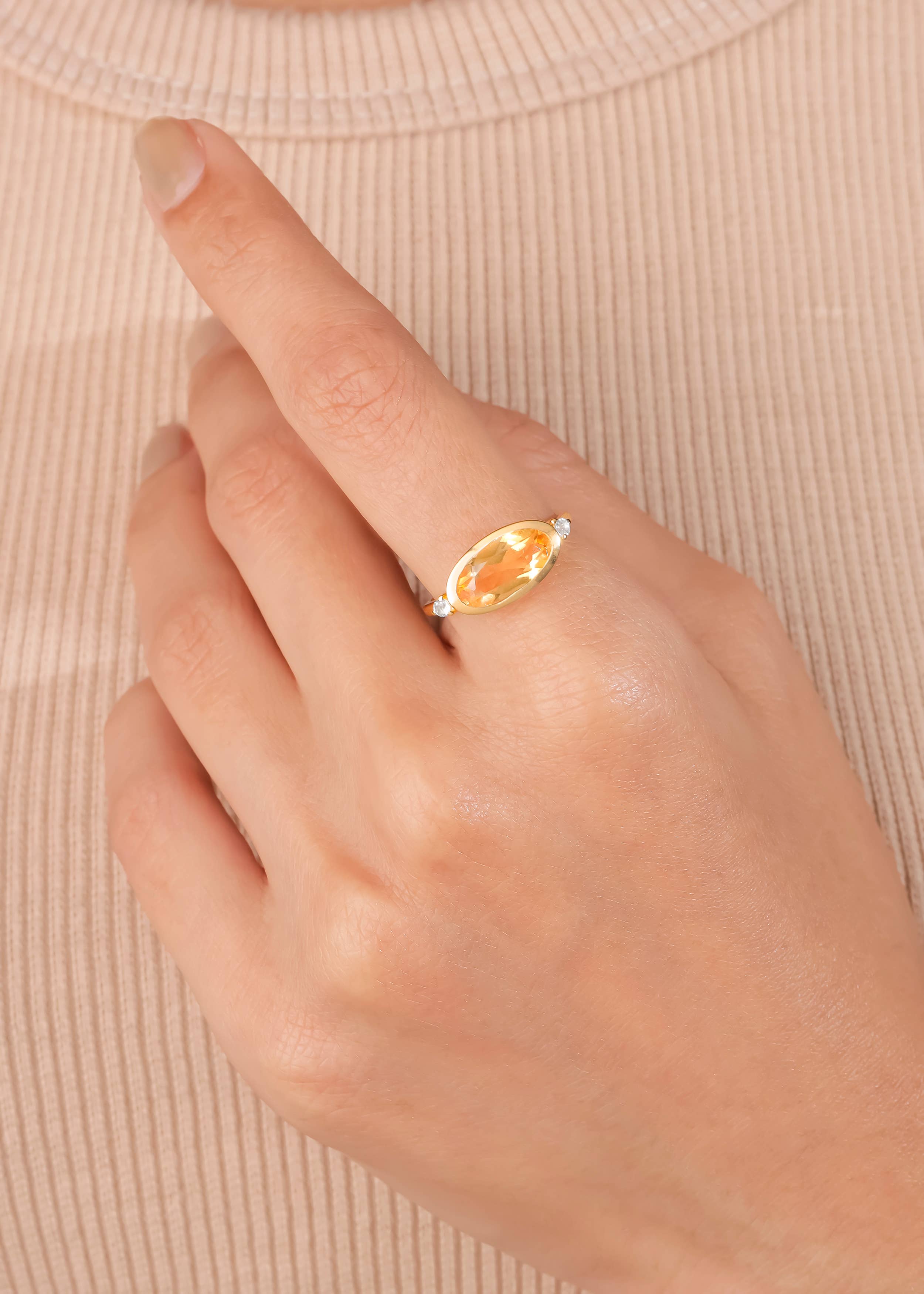 Tiramisu - Gold Plated 925 Silver Citrine Elegance Ring