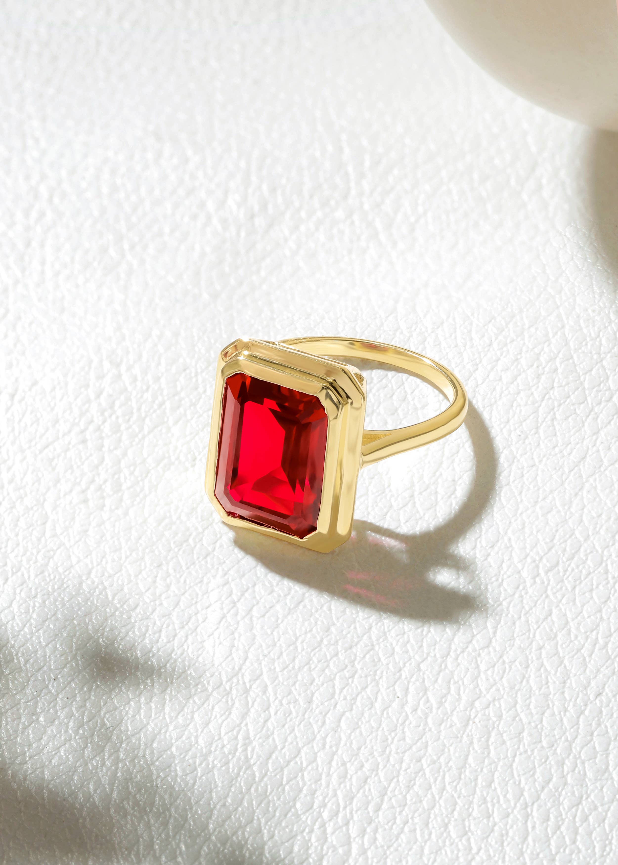 Tiramisu - Gold Plated 925 Silver Lab Created Ruby Regal Ember Ring