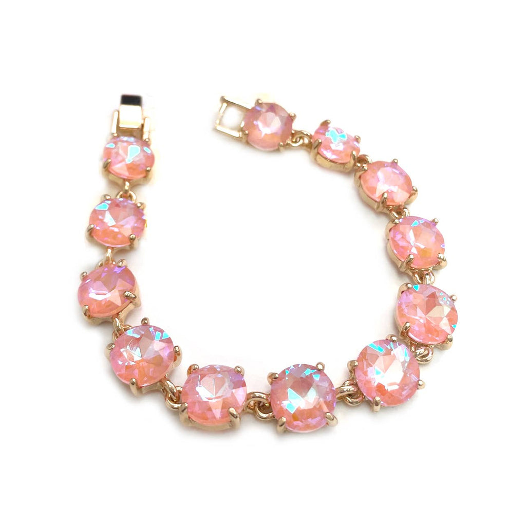 StarryNYC - Round Cushion Cut Crystal Glass Linked Bracelet