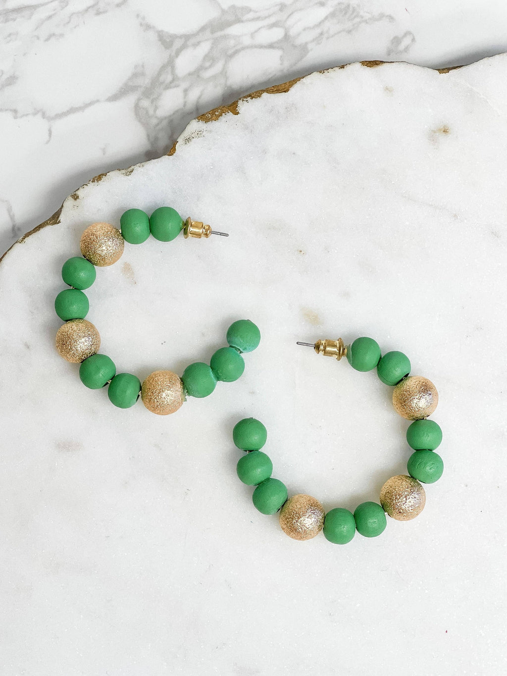 Prep Obsessed Wholesale - Gold & Color Bead Hoop Earrings