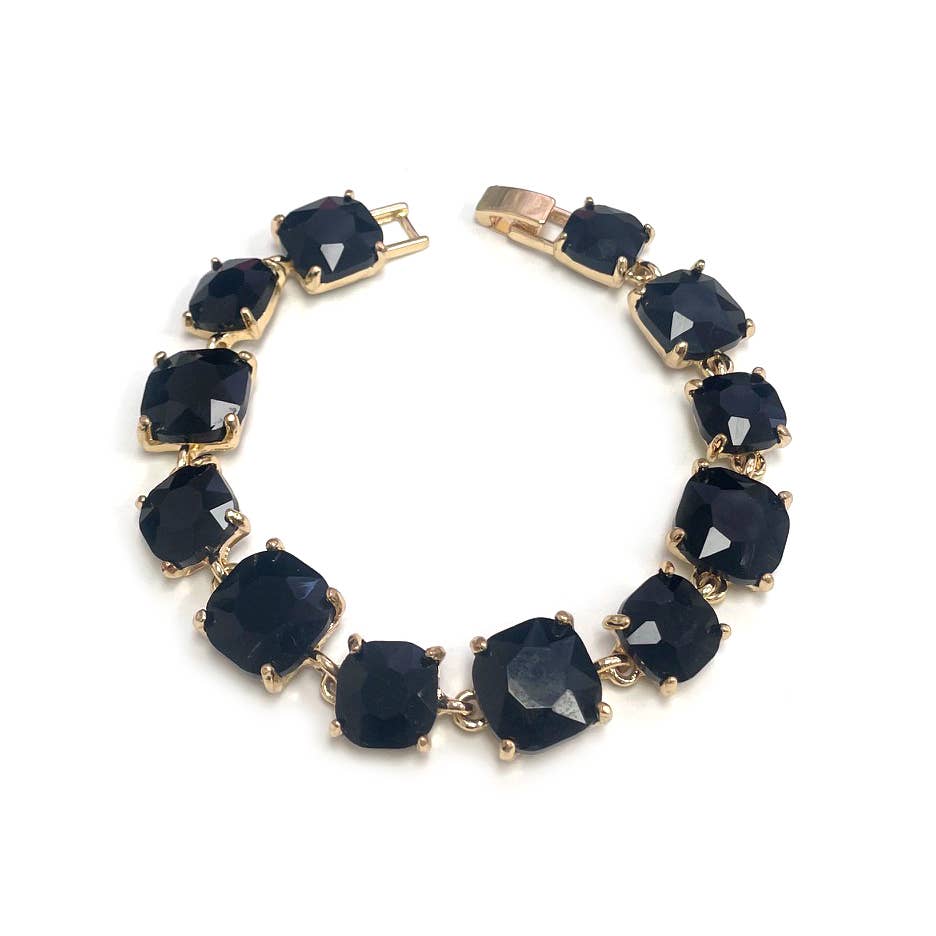 StarryNYC - Cushion Cut Glass Crystal Linked Station Bracelet