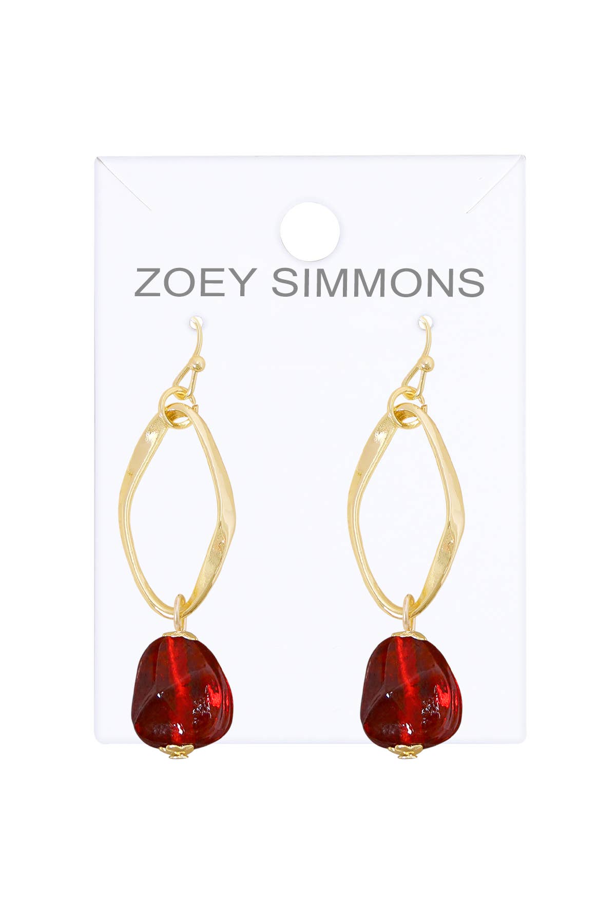 Zoey Simmons - Red Murano Glass & Freeform Hoop Drop Earrings - GF