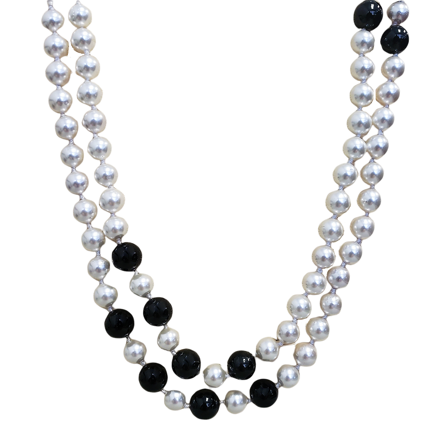 Gardenia Jewelry Ltd. - Handmade Black & White Mother of Pearl 60" Strand Necklace