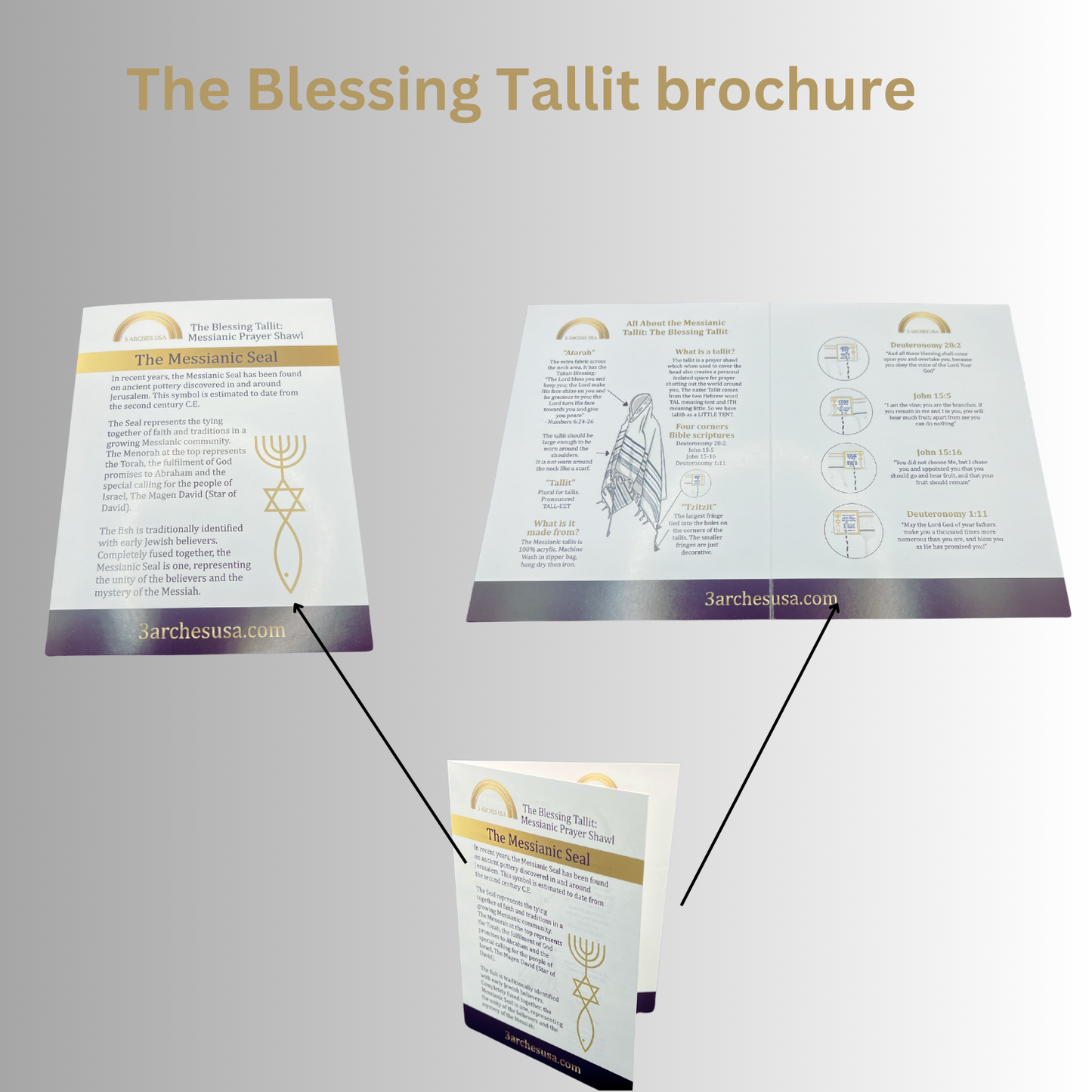 3 Arches USA - The Blessing Tallit-Prayer Shawl,Matching Bag & Brochure