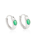 Tiramisu - 925 Sterling Silver Green Onyx  Gemstone Hoop Earring