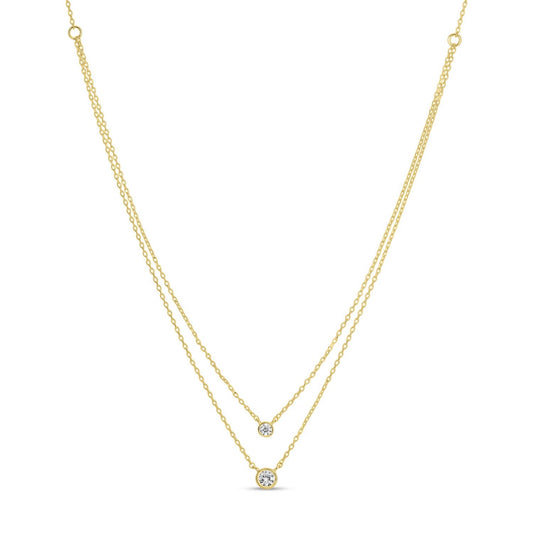 Splendid Iris - Double Layer Appeal Framed CZ Necklace