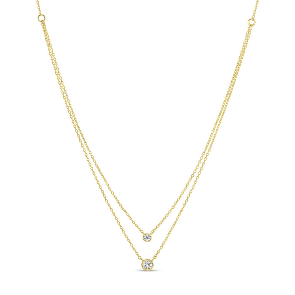 Splendid Iris - Double Layer Appeal Framed CZ Necklace