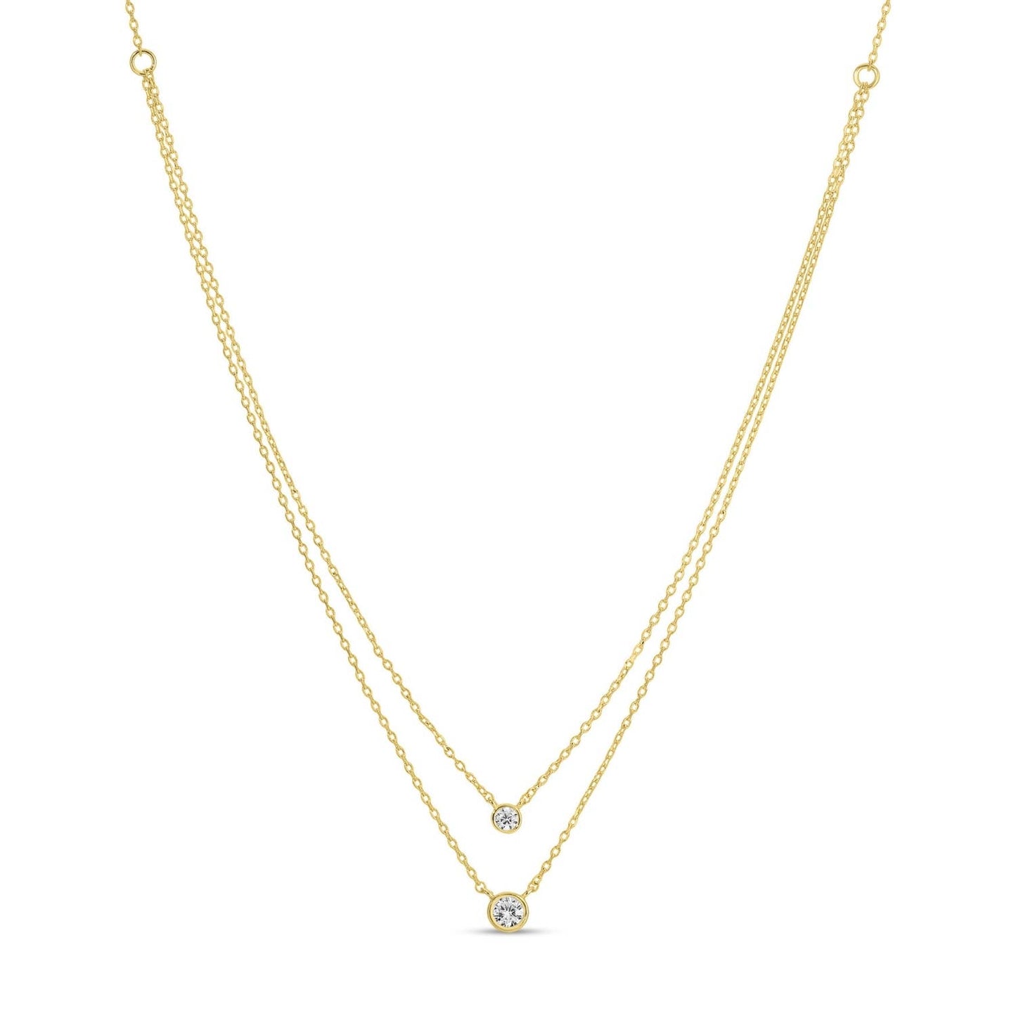 Splendid Iris - Double Layer Appeal Framed CZ Necklace
