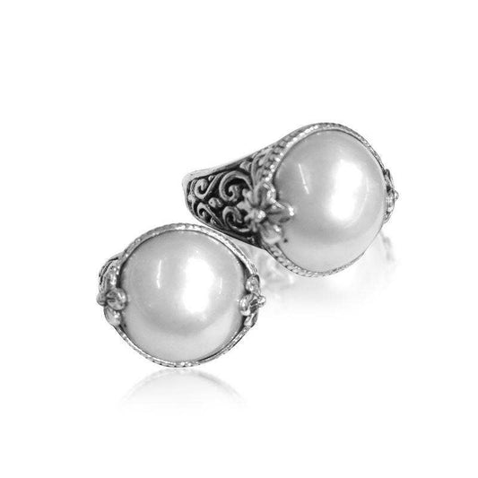 Bali Designs - AR-6075-PE-7" Sterling Silver Ring With Mabe Pearl